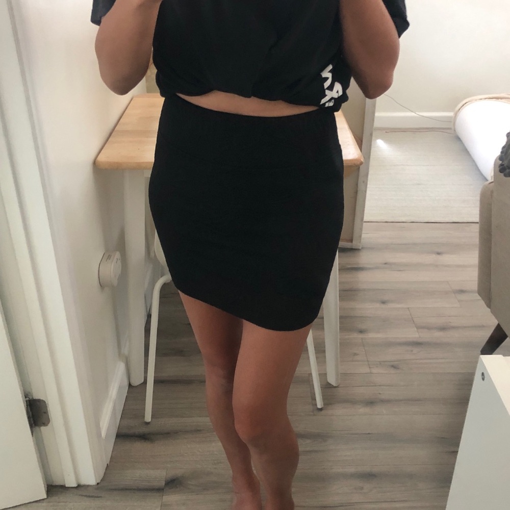 Black Patterned Texture Pull On Mini Skirt Small